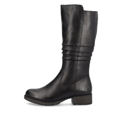 Image of Rieker Z9563 22 Brown Mid Calf Leather Boots (Black, 6)
