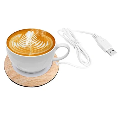 Image of USB Coffee Mug Warmer, Wood Grain Cup Warmer Heat Beverage Mat Heater Pad Bright (Light walnut grain)