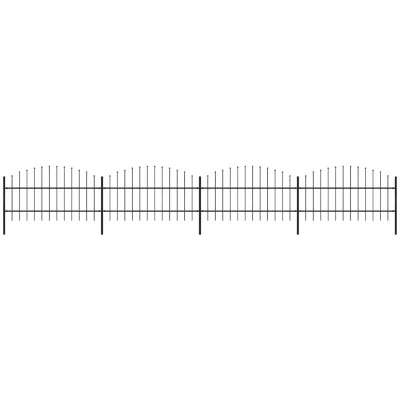Image of vidaXL Garden Fence with Spear Top Steel (0.75 1)x6.8 m Black