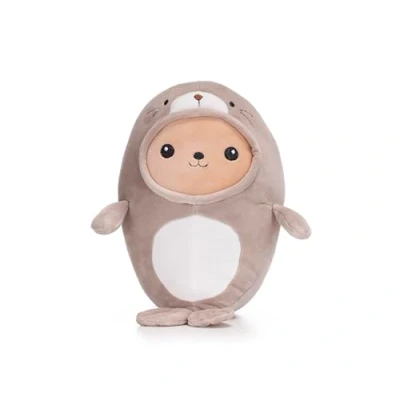 Image of UKToyworld Kawaii Bear in Brown Seal Costume Plush 25cm Squashy Sea Otter 10 Inch Soft Toy