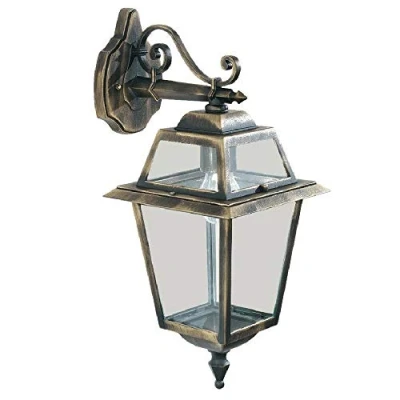 Image of Searchlight 1522 New Orleans Black Gold Outdoor Traditional Down Lantern Wall Light IP44 Exterior Rating Ideal for Gardens Driveways Fencing Patio Lighting Free Air Freshener Promo