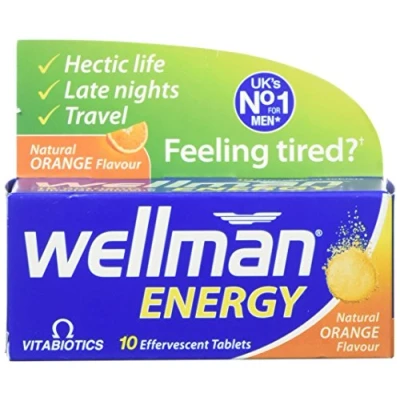 Image of Wellman Energy Orange 10 Dissolving, Multivitamins Effervescent Tablets for Man, Natural Flavour, by Vitabiotics