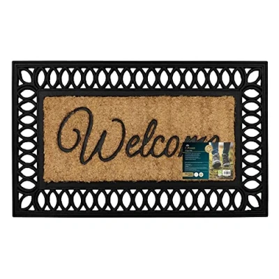 Image of JVL Orana Embossed Rubber Tuffscrape Coir Doormat, 40x70cm