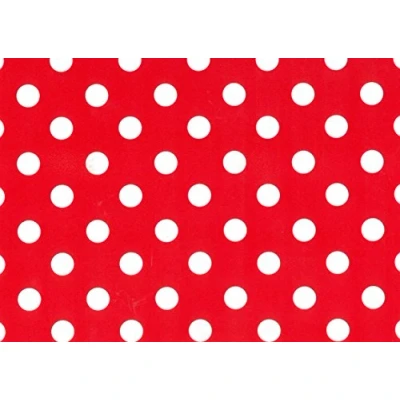 Image of Rectangular Oilcloth PVC Wipe Clean Tablecloth 140cm x 240cm 55x94 Polka Dot (Bright Red)