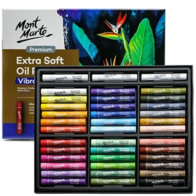 Image of MONT MARTE Extra Soft Oil Pastels 39pc, Assorted Bright Colors, Vibrant and Buttery, Versatile Art for Blending, Layering &amp; Shading, Ideal Art, Craft, Coloring Sketching