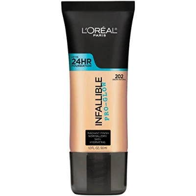 Image of L&#039;Oréal Paris Infallible Pro Glow Longwear Foundation, 202 Creamy Natural 30 ml (Amazon Exclusive)
