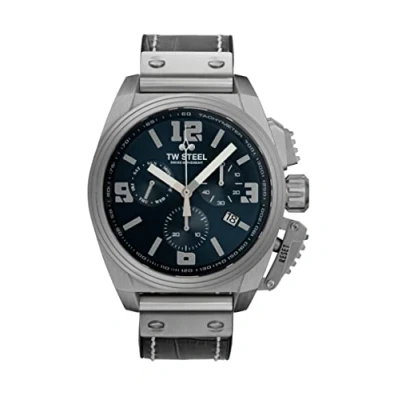 Image of TW Steel Swiss Canteen Mens 46mm Quartz Chronograph Watch with Grey Leather Strap