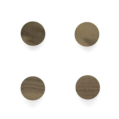 Image of PLT Set of 4 Scandinavian Untreated Walnut Wood Furniture Handles Round Knob for Dresser Cabinet Drawer Door Gift Idea (4.4cm Diameter)