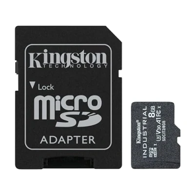 Image of Kingston Industrial microSD 8GB microSDHC C10 A1 pSLC Card + SD Adapter SDCIT2/8GB