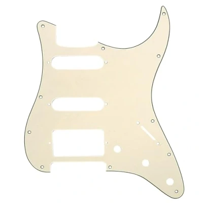 Image of Musiclily HSS 11 Hole Guitar Strat Pickguard for Fender USA/Mexican Made Standard Stratocaster Modern Style,3Ply Cream