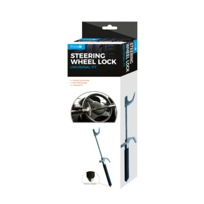 Image of Simply SWL100 Heavy Duty Steering Wheel Lock, Adjustable Hook, Quick to Use, Lock Protect your Vehicle From Theft, Silver