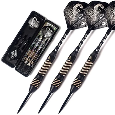 Image of CUESOUL 22 grams Black Scorpion Steel Tip Darts Set with Dart Case(HX SL F3106)