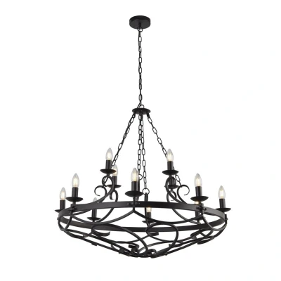 Image of Cartwheel 12 Light Pendant, Chain Black