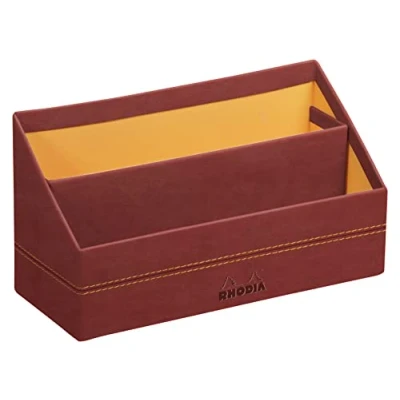 Image of RHODIA 194604C Nacarat Mail Holder 25x10x31 cm Orange Saddle Stitching Faux Leather Exterior Home Office Collection Rhodiarama Organization &amp; Designer Storage
