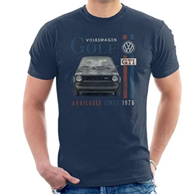Image of Volkswagen Men&#039;s Golf GTI Racing Distressed T Shirt, Navy Blue, L