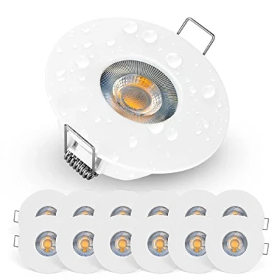 Image of EMOS Bathroom Spot Lights Ceiling LED Waterproof IP44 Spotlight 5W, 370lm, 3000K Warm White, 220 240V Powered Pack of 12 recessed Downlights for Outdoor Hallway, Soffit etc., White