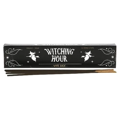Image of 15 Witching Hour White Sage Incense Sticks Vegan &amp; Organic Hand Rolled Fragrance Made Includes Stick Holder Caution When Burning Aromatic Natural Ingredients