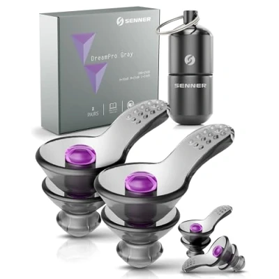 Image of Senner ® DreamPro Earplugs for Peaceful Sleep Ideal Hearing Protection in Noisy Environments and Side Sleepers Anti Snore Ear Plugs Hypoallergenic, Contains 2 Sizes, Aluminum Container