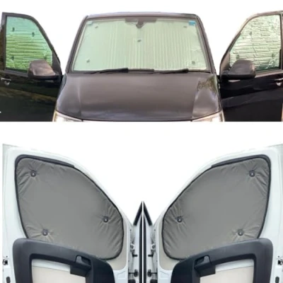 Image of Thermal Blinds Compatible With Iveco Daily (Years 2000 2014) (Front Set) Backing Colour in Khaki Green, Reversible