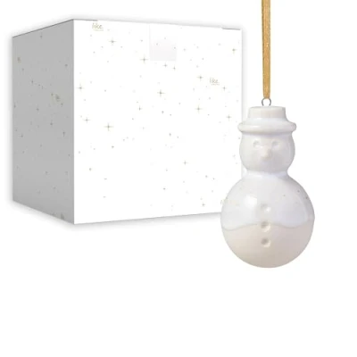 Image of like. by Villeroy &amp; Boch Winter Glow snowman ornament, Premium Porcelain Christmas decoration, tree 4.5 x 8 cm, White/Beige