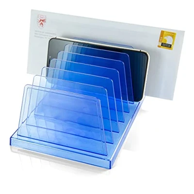 Image of Officemate Blue Glacier Standard Sorter, 7 Compartments, Transparent (23214)