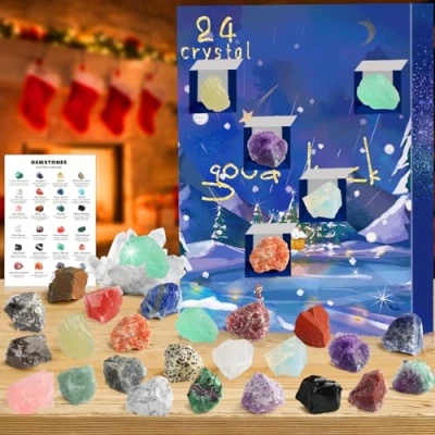 Image of RAMXCION Crystal Advent Calendar 2024 for Kids,24 Days Crystals Minerals Fossils Gemstone Christmas Countdown Enthusiasts Rock Collection Girls Boys Women Men (#5)