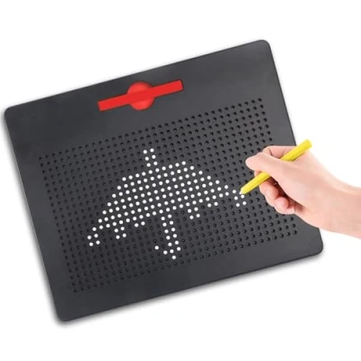 Image of ALEENFOON Magnetic Steel Ball Drawing Board for Kids Children, Writing Stencils Toys Sketch Doodle Pad Scribble Toy with Pen (Large, Black)