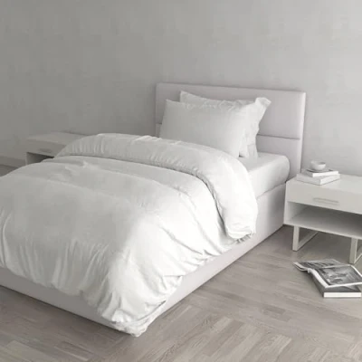 Image of Natural Colour Duvet Cover Set, White/White, Small double