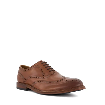 Image of Dune London Mens Solihull Wing Tip Brogues Tan Leather (archived) Size UK 11