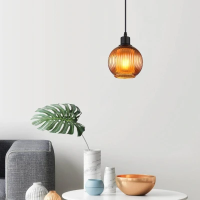 Image of Globo Zumba pendant light, bronze coloured, Ø 15 cm, glass