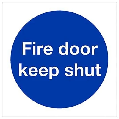 Image of V Safety Fire Door Keep Shut Mandatory Sign Square 100mm x 2mm Rigid Plastic