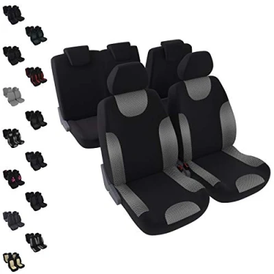 Image of DBS 1012893 Universal Non Slip Washable Car Seat Covers for 5 Seats Metallic Front and Back