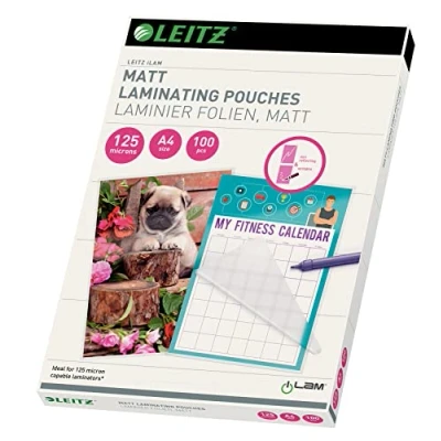 Image of Leitz Quality Foil Laminating Pouch, A4, Pack of 100, Transparent (Standard Matte)