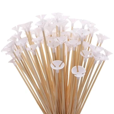 Image of Toyland® Pack of 100 32cm (12.5&quot;) Bamboo Balloon Sticks &amp; Cups Eco Friendly, Reusable Recyclable Celebration Party Decoration