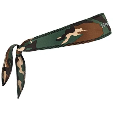 Image of Halo Headband I Tie Sweatband for Both Men and Women No Slip with a Custom Fit, Camo Green