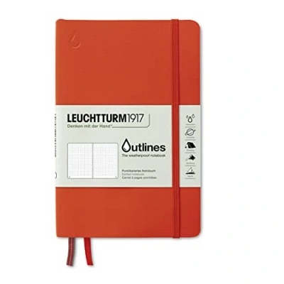 Image of LEUCHTTURM1917 363019 Notebook Paperback (B6+), Outlines, Flexcover, 89 num. Pages, Signal Orange, Dotted