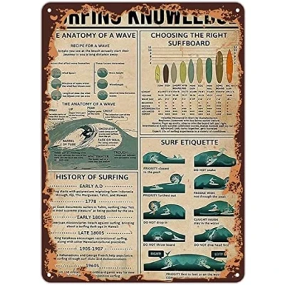Image of Bioprocess Vintage Wall Metal Poster Surfing Knowledge Lovers Love Art Decor Sign 8X12 Inches