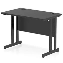 Image of Impulse 1000x600mm Straight Office Desk Black Top Cantilever Leg