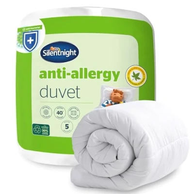 Image of Silentnight Anti Allergy King Size Duvet 13.5 Tog Thick Heavy Warm Winter Quilt Bacterial and Machine Washable with UK Approved Fibres Bed