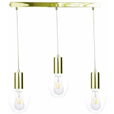 Image of Verre Bar Pendant Ceiling Light Gold, 60cm, 3x E27