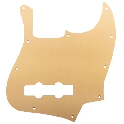 Image of Musiclily Ultra 10 Holes Anodized Aluminum J Bass Pickguard for Fender American Standard Jazz Bass, Gold