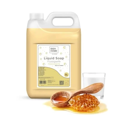 Image of IDEA HOME FRAGANTE Hand Soap Liquid 5L Canister for All Skin Types Good Foaming 5 Litres Cream Rich in Vitamins A, E, F and Minerals Milk Honey
