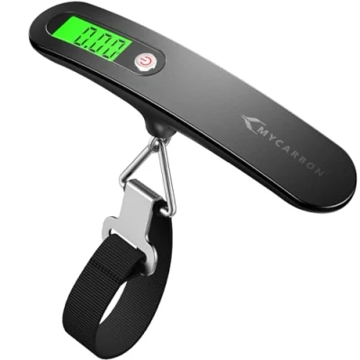 Image of Luggage Scale MYCARBON Portable Digital Electronic Suitcase Hanging Scales Weighing 110 Pound / 50 Killogram Capacity With Backlit Tare Function (Black)