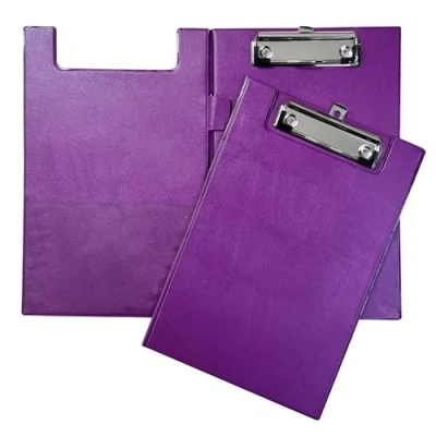 Image of A5 Purple Foldover Clipboard with Pen Holder