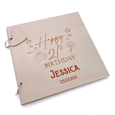 Image of Personalised Birthday Guest Book Scrap Album Present Design 18th 21st 30th 40th 50th 60th 70th 80th