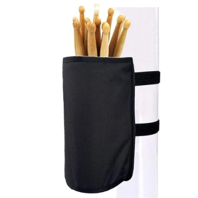 Image of KOSTOO Drumstick Holder Drum Sticks Nylon High Capacity Bag for Drumsticks Brushes Mallets with Two Hook &amp; Loop Straps Attach to Kit Music Stand