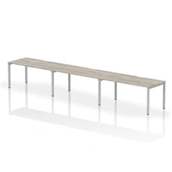 Image of Evolve Plus 1600mm Single Row 3 Person Desk Grey Oak Top Silver Frame