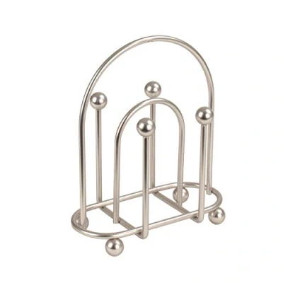 Image of Spectrum Upright Holder with Handle, Contemporary Dining Table, Countertop Napkin Storage for Kitchen Organization, Stainless Steel, Satin Nickel, M
