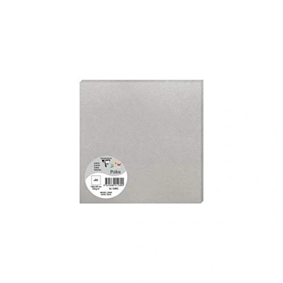 Image of Clairefontaine Ref 1189C Pollen Iridescent Card (Pack of 25 Sheets) 160 x 160mm Sized, 210gsm Grained Card, Acid Free, Inkjet &amp; Laser Printer Compatible Silver
