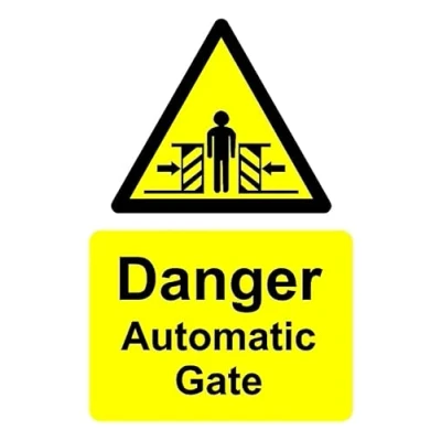 Image of Danger automatic gate safety sign 1mm flexible Plastic (300mm x 200mm)